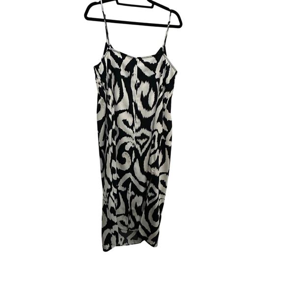 H&M Women's Black White V-Neck Spaghetti Shoulder Straps Crêpe Slip Dress SizeXL - Picture 8 of 13
